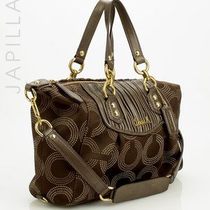 Coach Ashley brown canvas leather satchel